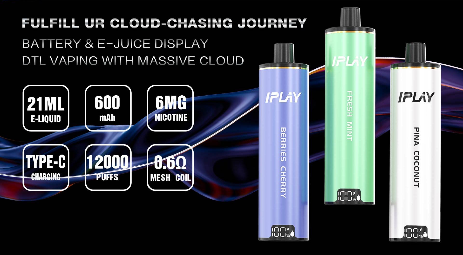 IPLAY CLOUD PRO 12000 DISPOSABLE VAPE - SPECIFICATIONS