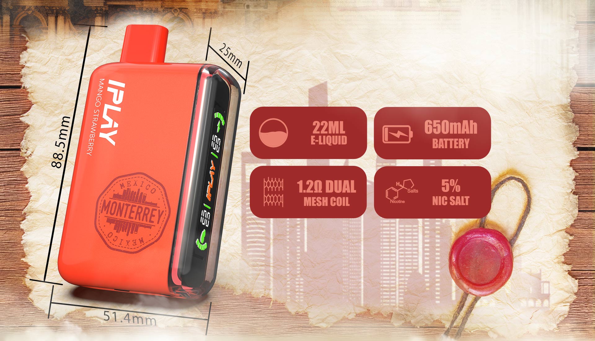 IPLAY WALKER 20000 ඉවත දැමිය හැකි VAPE Pod - පිරිවිතර